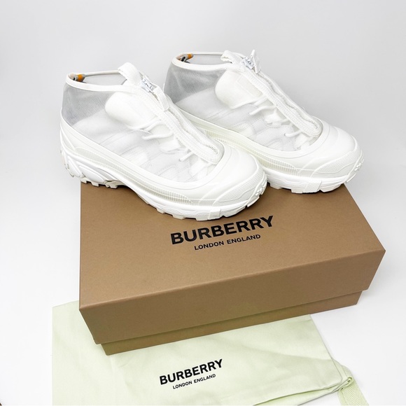 Burberry Arthur White Mesh Low Top Sneakers Chunky Shoes Made In Italy Size 37 - Picture 14 of 15